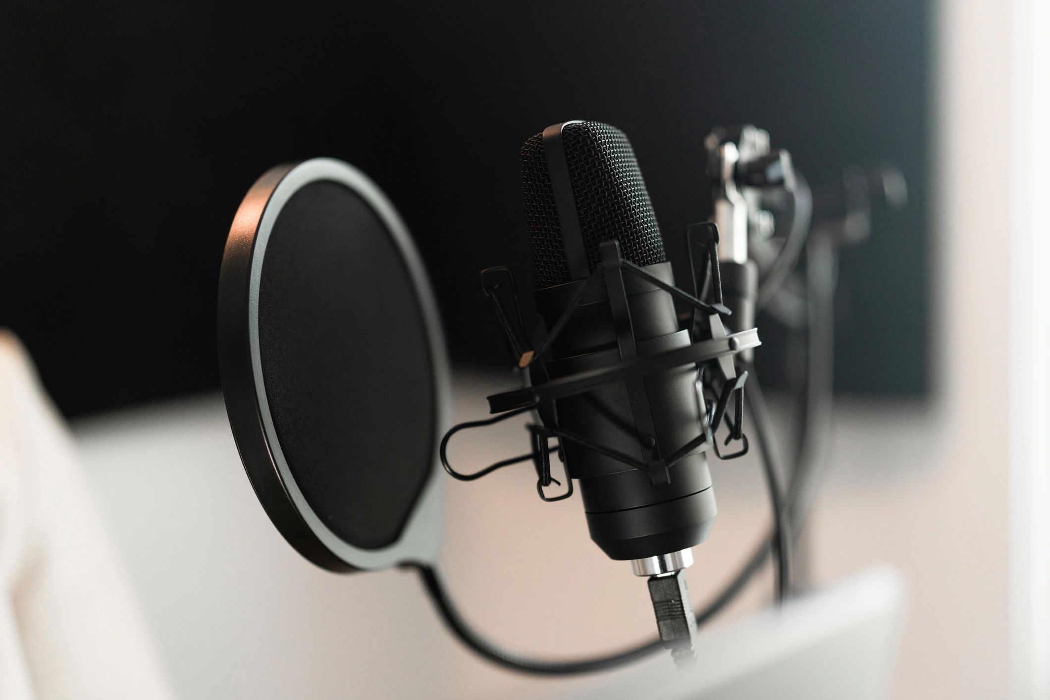 Recording microphone in a studio setup